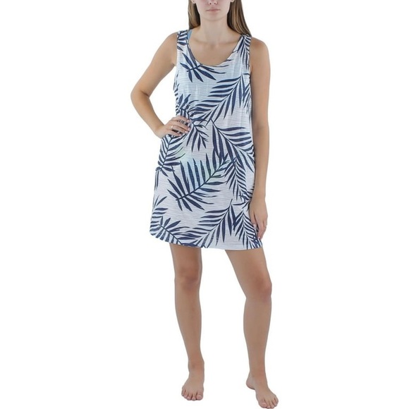 NWT 2X Leaf White and Blue Swim Cover up Dresss - Picture 1 of 6